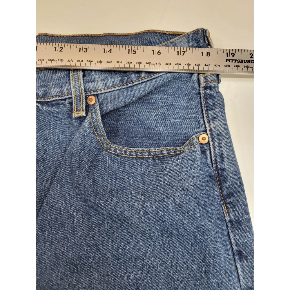 Levis 501 Mens Jeans 36x34 Blue Medium Wash Straight Leg Button Fly Denim - Picture 4 of 7